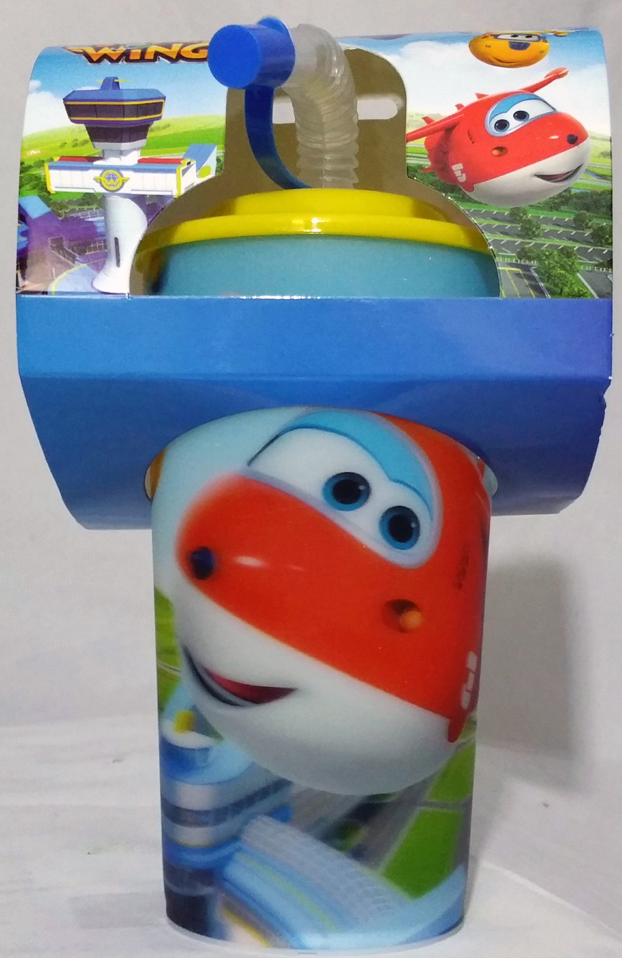 Bicchiere Lenticolare effetto 3D con Cannuccia - SUPER WINGS - Bicchiere Lenticolare effetto 3D con Cannuccia - SUPER WINGS -